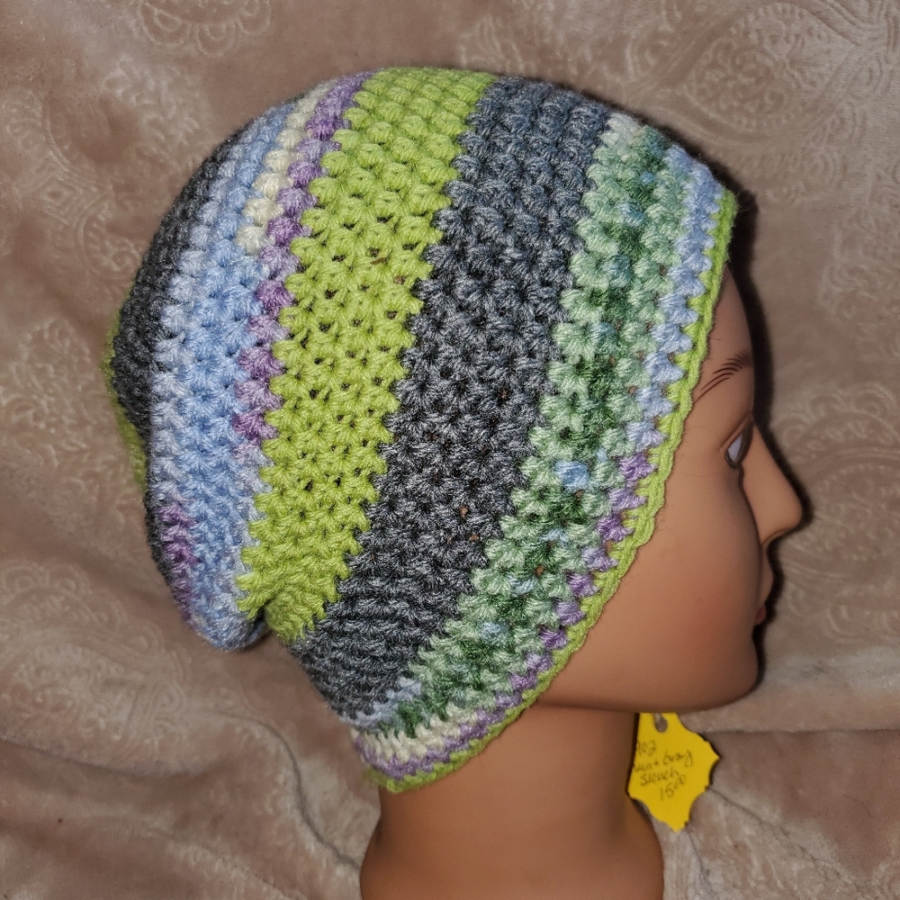 Crocheted adult slouchy beanie hat